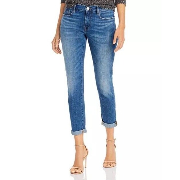 FRAME Jeans Le Garcon 25 (28x29) Straight Leg Boyfriend in Riley Wash Whiskered - Picture 1 of 16
